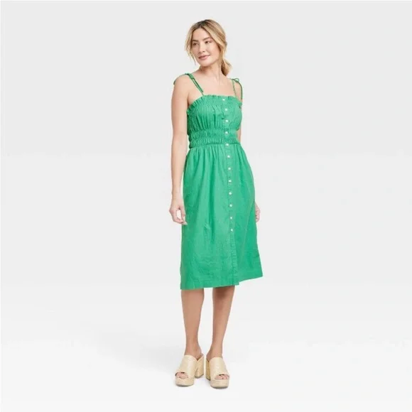 Women's Linen Dress - Universal Thread Green S